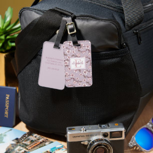 Lavender Floral Monogram Luggage Personalised Tag