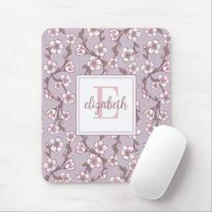 Lavender Floral Monogram Mouse Pad