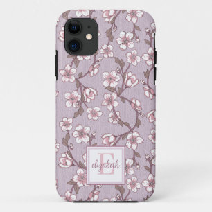 Lavender Floral Monogram Phone Case