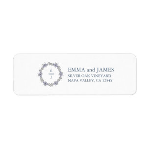 Lavender Floral Monogram Wedding Return Address