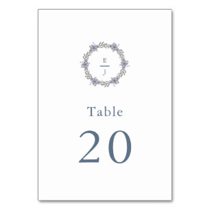 Lavender Floral Monogram Wedding Table Number
