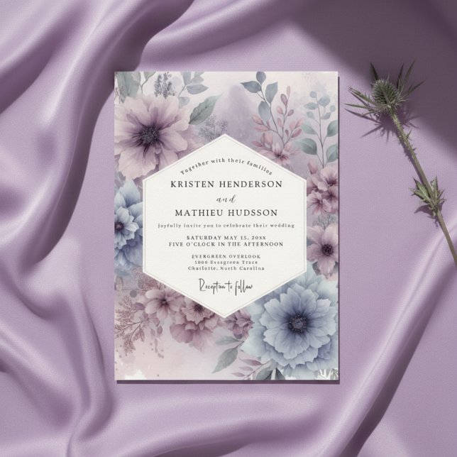 Lavender Floral Moody Wedding Invitation (Creator Uploaded)