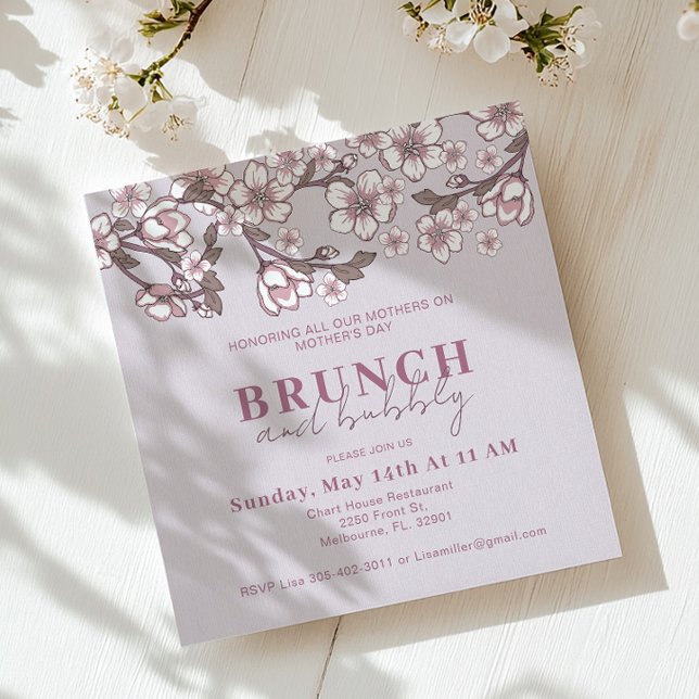 Lavender Floral Mother's Day Brunch Invite (Brunch & Bubbly Invite)