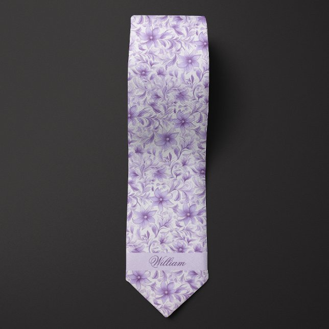 Lavender Floral Pattern Tie (Creator Uploaded)