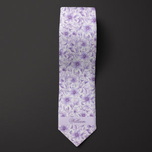 Lavender Floral Pattern Tie