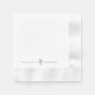 Lavender Floral Personalised Names Wedding Napkin