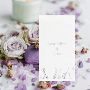 Lavender Floral Personalised Names Wedding Napkin