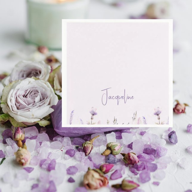 Lavender Floral Personalised Shower Napkin (Creator Uploaded)