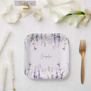 Lavender Floral Personalised Shower Paper Plate