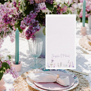 Lavender Floral Personalised Wedding  Napkin