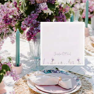 Lavender Floral Personalised Wedding  Napkin
