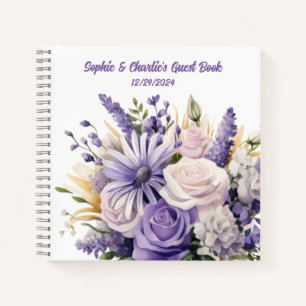 Lavender Floral Personalised Wedding Spiral Notebook