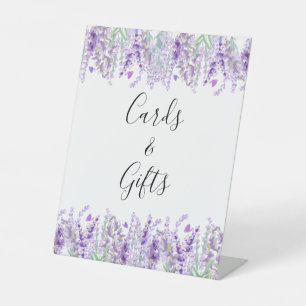 Lavender Floral Purple Green Cards Gifts Wedding Pedestal Sign