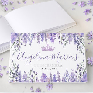 Lavender Floral Purple Quinceanera Guest Book