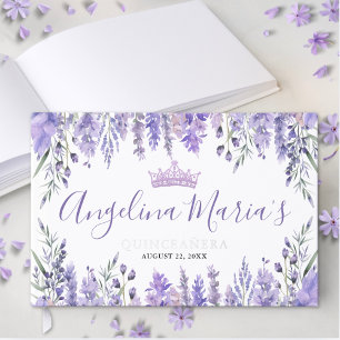 Lavender Floral Purple Quinceanera Guest Book