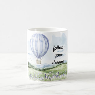 Lavender Floral Purple White Hot Air Balloon Coffee Mug