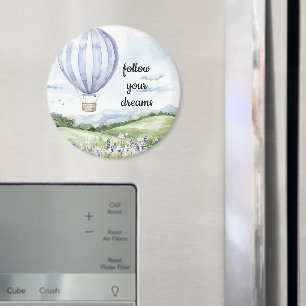 Lavender Floral Purple White Hot Air Balloon Magnet