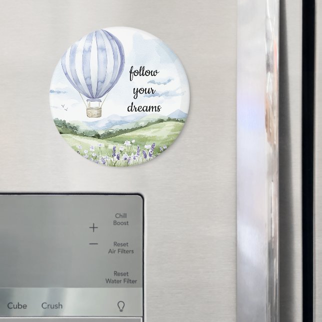 Lavender Floral Purple White Hot Air Balloon Magnet (In Situ (Fridge))
