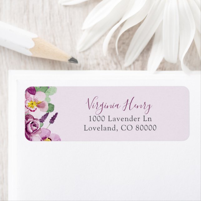 Lavender Floral Return Address Label (Insitu)