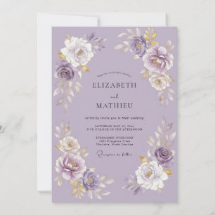 Lavender Floral Romantic Flourish Wedding Invitation