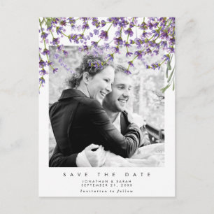 lavender floral save the date photo postcard