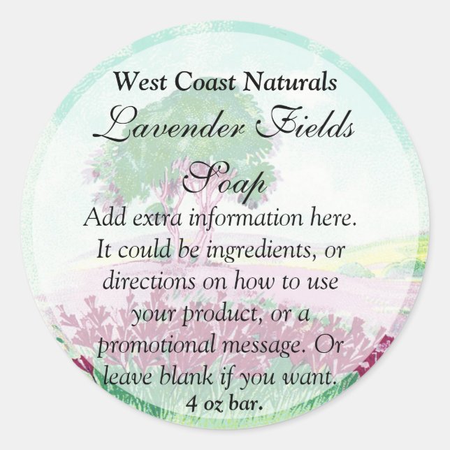 Lavender Floral Soap and Bath Products Label (Front)