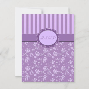 Lavender Floral Stripe R.S.V.P. Card