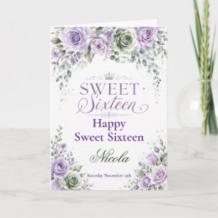 Lavender Floral Sweet Sixteen Card