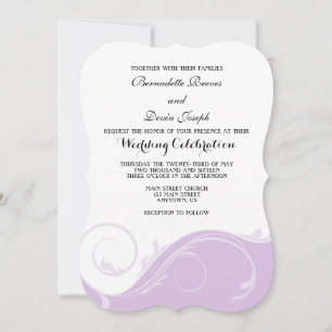 Lavender Floral Swirl Bracket Wedding Invites