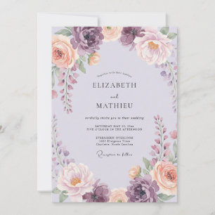 Lavender Floral Swirl Wedding Invitation