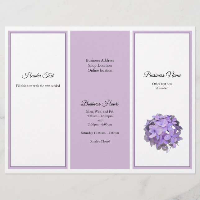 Lavender Floral Tri-fold Business Brochure Photo  (Front)
