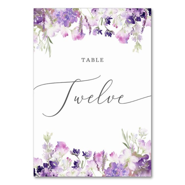 Lavender floral Twelve Table Number (Front)