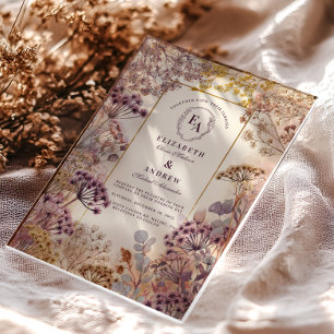 Lavender Floral Vintage Elegant Wedding Acrylic Invitations