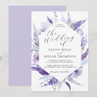 Lavender Floral Watercolor Botanical Boho Wedding Invitation