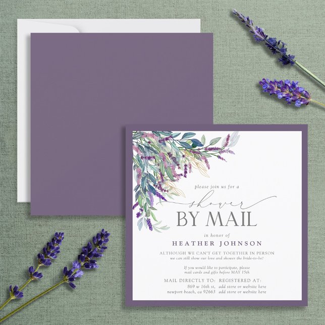 Lavender Floral Watercolor Bridal Shower Mail Invitation (Creator Uploaded)