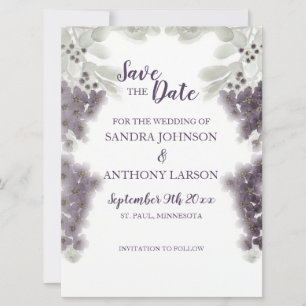 Lavender Floral Watercolor Save The Date