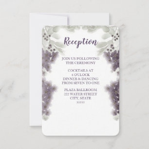Lavender Floral Watercolor Wedding Reception Card