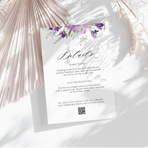lavender floral wedding details enclosure card