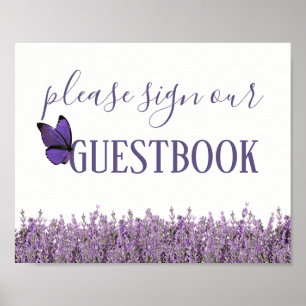 Lavender Floral Wedding Guestbook Sign