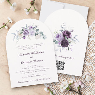 Lavender Floral Wedding Invite QR Website
