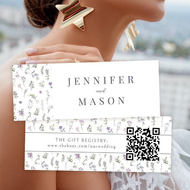 Lavender floral wedding QR registry insert card (Creator Uploaded)