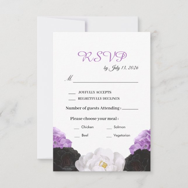 Lavender Floral Wedding RSVP Card (Front)