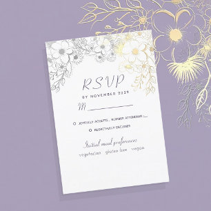 Lavender Floral Wedding RSVP Card