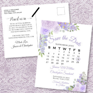 Lavender Floral Wedding Save the Date Calendar Announcement Postcard