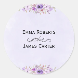 Lavender Floral Wedding Stickers - Elegant
