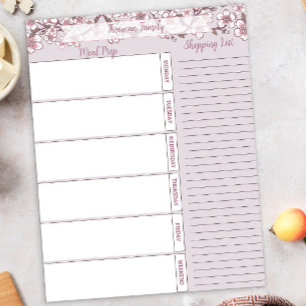 Lavender Floral Weekly Meal Planner Pad