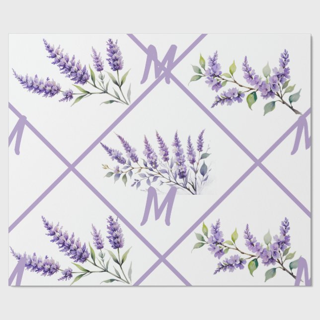 Lavender floral wrapping paper (Flat)