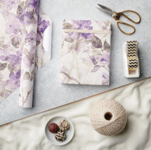 Lavender Floral Wrapping Paper Elegant Purple Bo