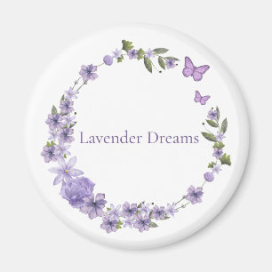 Lavender Floral Wreath Botanical Design Magnet