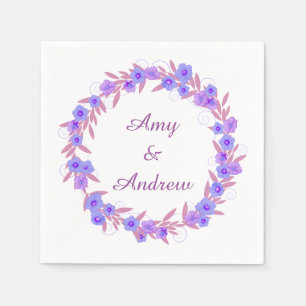 Lavender Floral Wreath Wedding Napkin